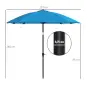 Sombrilla de Jardín 233x233 cm Ángulo Ajustable Impermeable Poste de Aluminio Varillas de Fibra de Vidrio Manivela Azul