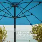 Sombrilla de Jardín 233x233 cm Ángulo Ajustable Impermeable Poste de Aluminio Varillas de Fibra de Vidrio Manivela Azul