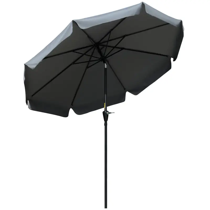 Parasol de Jardín de Aluminio Ø266x250 cm con Ángulo Ajustable Protección UV50+ Techo de Ventilación y Manivela Gris