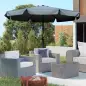 Parasol de Jardín de Aluminio Ø266x250 cm con Ángulo Ajustable Protección UV50+ Techo de Ventilación y Manivela Gris
