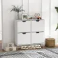 Zapatero Estrecho con 4 Cajones Abatibles y Patas de Madera Mueble Zapatero para 16 Pares 95x26x95 cm Blanco
