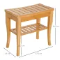 Taburete de Baño de Bambú con Estante Banco de Baño Impermeable y Robusta para Salón SPA 47,5x26x44,5 cm Natural