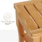 Taburete de Baño de Bambú con Estante Banco de Baño Impermeable y Robusta para Salón SPA 47,5x26x44,5 cm Natural