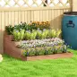 Jardinera de Madera Elevada de 4 Niveles con Diseño de Escalera para Cultivos Plantas Flores 113x113x46 cm Café Oscuro