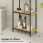 Estantería de Baño de Bambú con 3 Baldas Abiertas Diseño de Lamas y Estructura de Acero 41,5x21,5x77,5 cm Natural
