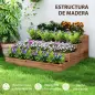 Jardinera de Madera Elevada de 4 Niveles con Diseño de Escalera para Cultivos Plantas Flores 113x113x46 cm Café Oscuro