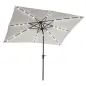Parasol de Terraza Exterior 268x205x248 cm con Techo Inclinable hasta 45° Luces LED Solares y Manivela Blanco Crema