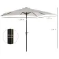 Parasol de Terraza Exterior 268x205x248 cm con Techo Inclinable hasta 45° Luces LED Solares y Manivela Blanco Crema
