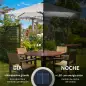 Parasol de Terraza Exterior 268x205x248 cm con Techo Inclinable hasta 45° Luces LED Solares y Manivela Blanco Crema