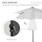 Parasol de Terraza Exterior 268x205x248 cm con Techo Inclinable hasta 45° Luces LED Solares y Manivela Blanco Crema