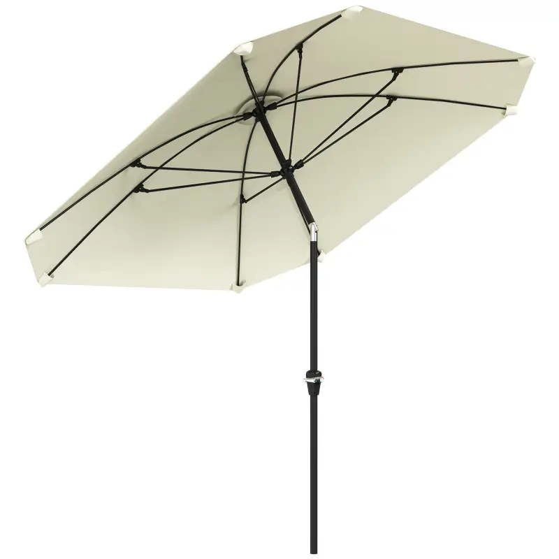 Sombrilla de Jardín 233x233 cm Ángulo Ajustable Impermeable Poste de Aluminio Varillas de Fibra de Vidrio Manivela Crema Sombrilla de Jardín 233x233 cm Ángulo Ajustable Impermeable Poste de Aluminio Varillas de Fibra de Vidrio Manivela Crema