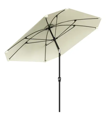 Sombrilla de Jardín 233x233 cm Ángulo Ajustable Impermeable Poste de Aluminio Varillas de Fibra de Vidrio Manivela Crema
