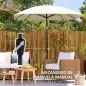 Sombrilla de Jardín 233x233 cm Ángulo Ajustable Impermeable Poste de Aluminio Varillas de Fibra de Vidrio Manivela Crema