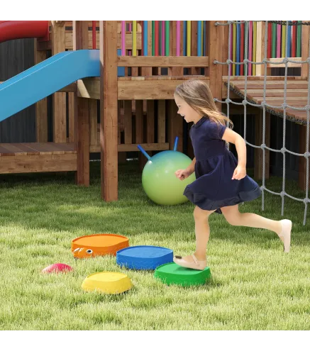 Conjunto de Piedras de Equilibrio para Niños Apilables de 5 Piezas Antideslizantes para Interior y Exterior Multicolor