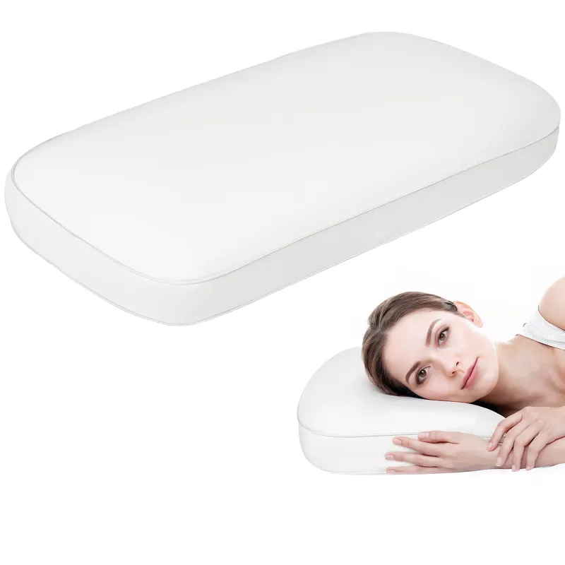 Almohada Viscoelástica 81x40 cm de Espuma Viscoelástica con Diseño Ergonómico para Dormir de Lado y Boca Arriba Crema