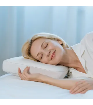 Almohada Viscoelástica 81x40 cm de Espuma Viscoelástica con Diseño Ergonómico para Dormir de Lado y Boca Arriba Crema