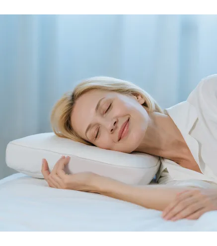 Almohada Viscoelástica 81x40 cm de Espuma Viscoelástica con Diseño Ergonómico para Dormir de Lado y Boca Arriba Crema