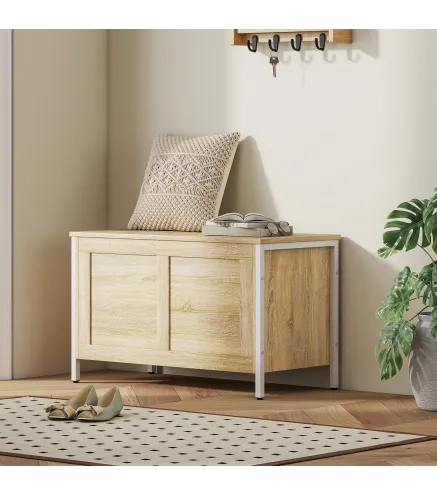 Baúl de Almacenaje para Dormitorio 95 L con Tapa Banco de Almacenaje con Bisagra de Seguridad 80x40x50 cm Roble