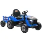 Tractor Eléctrico para Niños con Remolque Desmontable Batería 12V Velocidad 3-5 km/h, Control Remoto 2,4G Azul