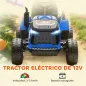 Tractor Eléctrico para Niños con Remolque Desmontable Batería 12V Velocidad 3-5 km/h, Control Remoto 2,4G Azul