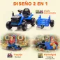 Tractor Eléctrico para Niños con Remolque Desmontable Batería 12V Velocidad 3-5 km/h, Control Remoto 2,4G Azul