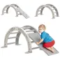 Escalada para Niños de 18-48 Meses 4 en 1 con Arco de Escalada Mecedora Rampa y Tobogán 164x70x57 cm Gris y Blanco