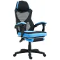 Silla Gaming con Reposapiés Altura Regulable y Respaldo Reclinable 135° 58x63x112-122 cm Azul y Negro