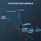 Silla Gaming con Reposapiés Altura Regulable y Respaldo Reclinable 135° 58x63x112-122 cm Azul y Negro