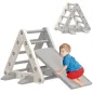 Triángulo de Escalada para Niños de 18-48 Meses con Tobogán y Rampa Escalador 130x80x69 cm Gris y Blanco