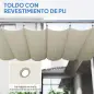 Pérgola de Aluminio 4x3 m Gazebo con Luces LED Solares y Techo Retráctil para Jardín Crema