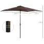 Parasol de Terraza Exterior 268x205x248 cm con Techo Inclinable hasta 45° Luces LED Solares y Manivela Marrón