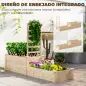 Jardinera Elevada con Celosía de Madera para Plantas Trepadoras y 2 Cajas de Cultivo 222x63x132 cm Natural