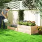 Jardinera Elevada con Celosía de Madera para Plantas Trepadoras y 2 Cajas de Cultivo 222x63x132 cm Natural