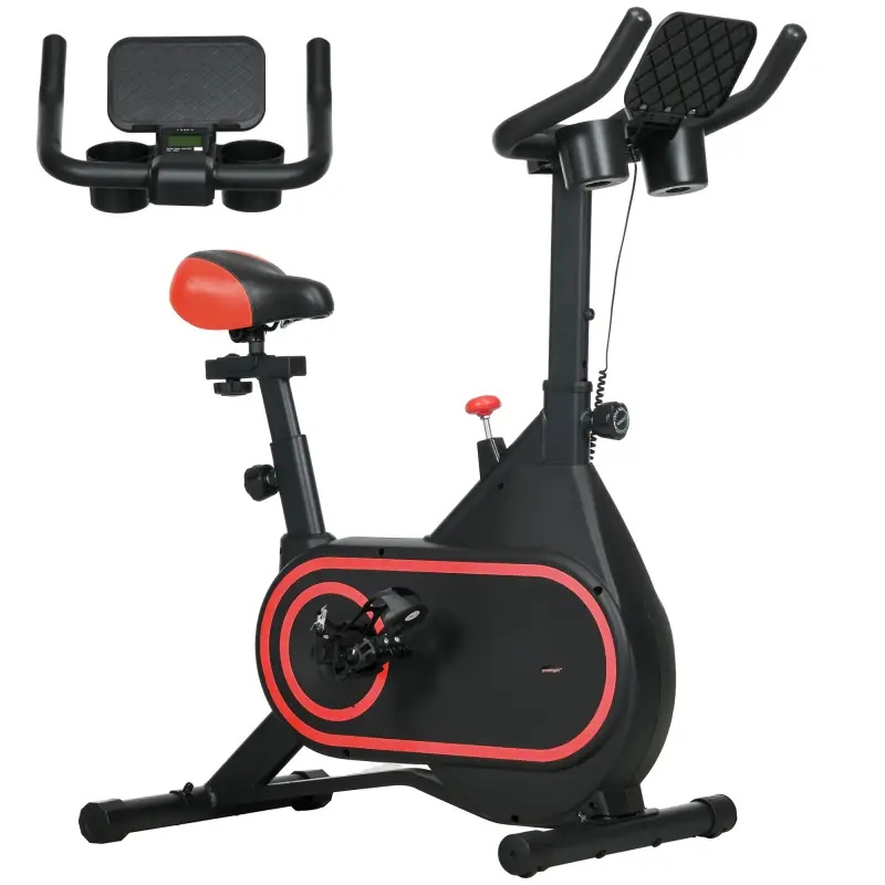Bicicleta Estática con Volante Inercia 4 kg Resistencia Ajustable Pantalla LED Silencioso Asiento Ajustable Rojo y Negro Bicicleta Estática con Volante Inercia 4 kg Resistencia Ajustable Pantalla LED Silencioso Asiento Ajustable Rojo y Negro