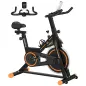 Bicicleta Estática con Volante de 8 kg Pantalla LCD Pulsómetro Sillín y Manillar Ajustables 103x48x115 cm Naranja