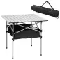 Mesa de Camping Plegable con Almacenaje de Malla y Bolsa de Transporte para Exterior Jardín y Picnic 70x70x69 cm Plata Mesa de Camping Plegable con Almacenaje de Malla y Bolsa de Transporte para Exterior Jardín y Picnic 70x70x69 cm Plata