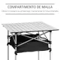 Mesa de Camping Plegable con Almacenaje de Malla y Bolsa de Transporte para Exterior Jardín y Picnic 70x70x69 cm Plata
