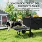 Carrito de Jardín Plegable con Ruedas Grandes Mango Ajustable Puerta Trasera Expandible Carga 100 kg para Campaña Negro