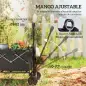 Carrito de Jardín Plegable con Ruedas Grandes Mango Ajustable Puerta Trasera Expandible Carga 100 kg para Campaña Negro