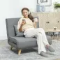 Sillón Cama Individual 3 en 1 Sofá Cama Plegable con Respaldo Ajustable y Cojín para Sala Dormitorio 90x78x79 cm Gris