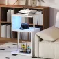 Mesa Auxiliar con Luz LED de 3 Niveles con Estantes y Estructura de Aluminio para Salón Dormitorio 44x38x75 cm Blanco