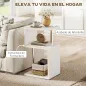 Mesa Auxiliar con Luz LED de 3 Niveles con Estantes y Estructura de Aluminio para Salón Dormitorio 44x38x75 cm Blanco