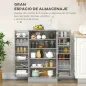Armario Despensa Cocina con 2 Puertas y 16 Estantes Alacena Moderna con Estantes Ajustables 60x30x104cm Gris