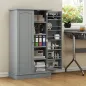 Armario Despensa Cocina con 2 Puertas y 16 Estantes Alacena Moderna con Estantes Ajustables 60x30x104cm Gris