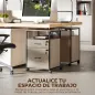 Cajonera de Oficina Cajonera para Escritorio con 2 Cajones y Ruedas para Tamaño Carta A4 44x40x66,5 cm Tono Madera