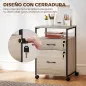 Cajonera de Oficina Cajonera para Escritorio con 2 Cajones y Ruedas para Tamaño Carta A4 44x40x66,5 cm Tono Madera