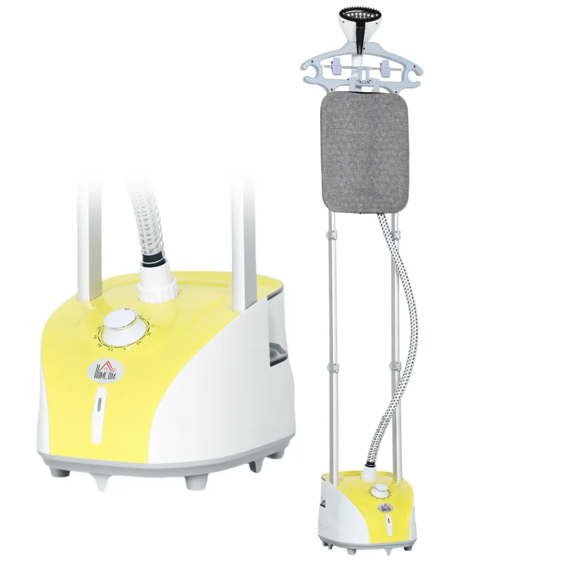 Plancha de Vapor Vertical 1950W 2 L con Temperatura Ajustable en 11 Niveles y Barra Telescópica Amarillo