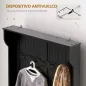 Perchero Zapatero con Banco de Almacenamiento y 5 Ganchos Estilo Moderno 96x34x179,7 cm Negro