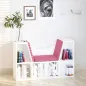 Librería con Asiento Estantería de Libros con 6 Cubos Cojín para Sala de Estar Dormitorio 102x30x61cm Blanco y Rosa