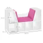 Librería con Asiento Estantería de Libros con 6 Cubos Cojín para Sala de Estar Dormitorio 102x30x61cm Blanco y Rosa